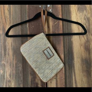 EXPRESS large woven fabric wristlet clutch